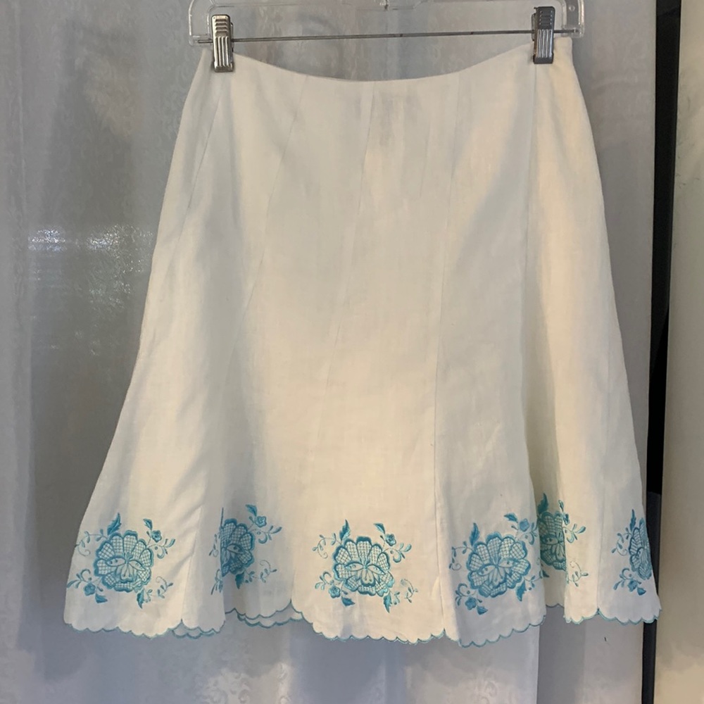 ANN TAYLOR Linen Embroidered Skirt Sz: 2P